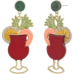 Bloody Mary Brunch Cocktail Drink Earrings Dangle Drop Statement Jewelry